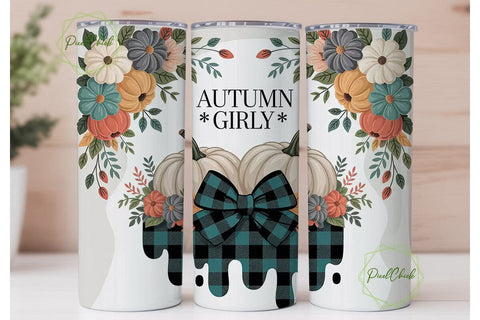Autumn Girly 20oz Tumbler Wrap Sublimation PixelChick 