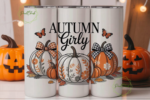 Autumn Girly 20oz Tumbler Wrap Sublimation PixelChick 