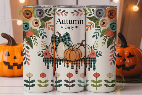 Autumn Girly 20oz Tumbler Wrap Sublimation PixelChick 