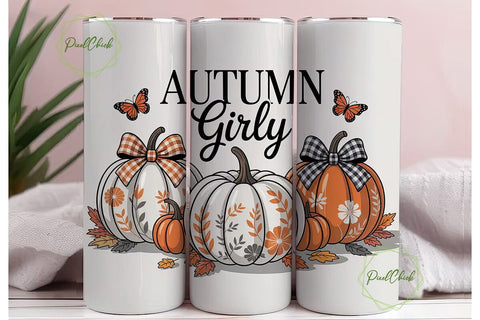 Autumn Girly 20oz Tumbler Wrap Sublimation PixelChick 