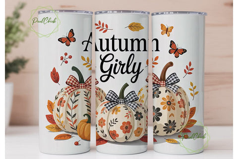 Autumn Girly 20oz Tumbler Wrap Sublimation PixelChick 