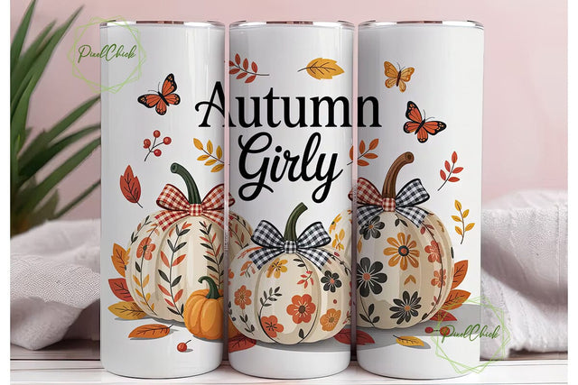 Autumn Girly 20oz Tumbler Wrap Sublimation PixelChick 