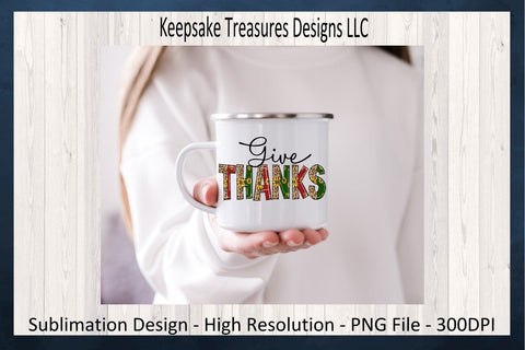 Autumn, Give Thanks, Leopard and Sunflower Doodle Letters, Sublimation PNG, Autumn Tess, Digital Download Sublimation Keepsake Treasures Designs LLC. 