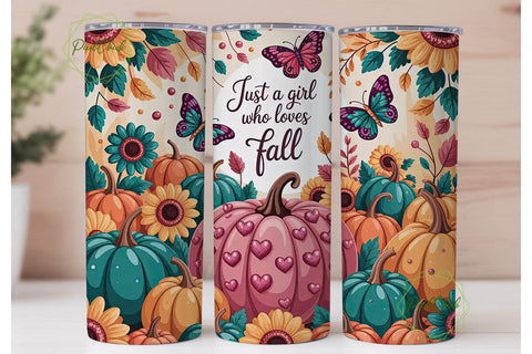 Autumn Glam Pumpkins 20oz Tumbler Wrap Sublimation PixelChick 