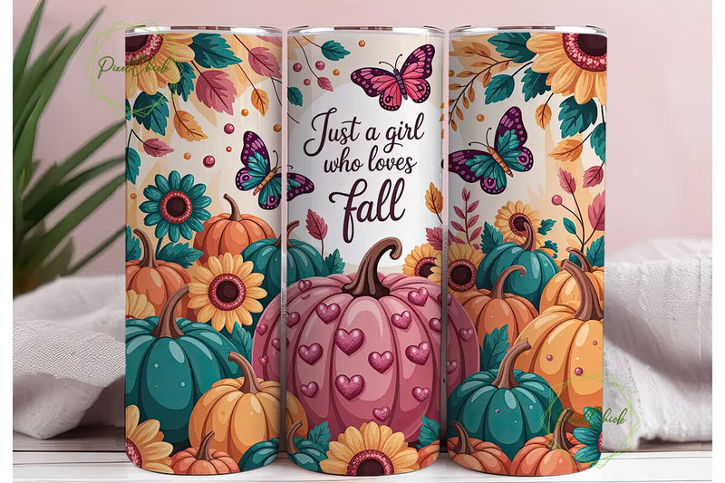 Autumn Glam Pumpkins 20oz Tumbler Wrap Sublimation PixelChick 