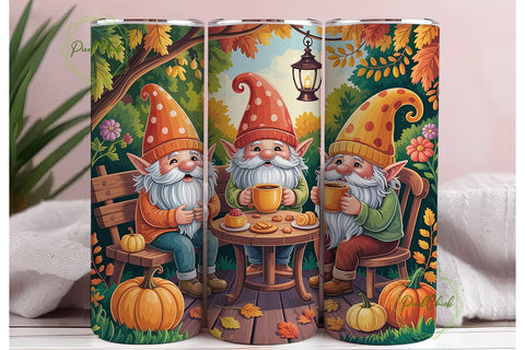 Autumn Gnome Coffee Gathering PNG Design Sublimation PixelChick 
