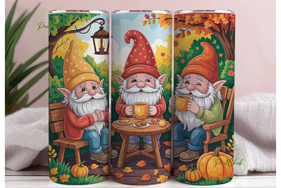 Autumn Gnome Coffee Gathering PNG Design Sublimation PixelChick 