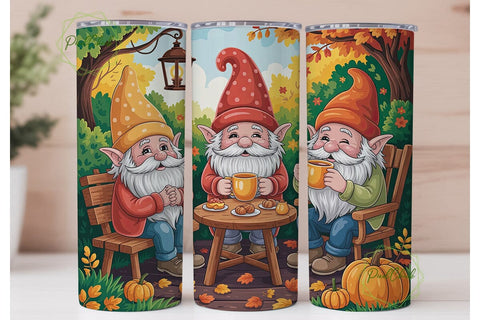 Autumn Gnome Coffee Gathering PNG Design Sublimation PixelChick 