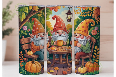 Autumn Gnome Coffee Gathering PNG Design Sublimation PixelChick 