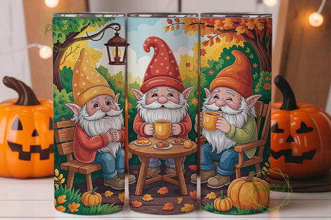 Autumn Gnome Coffee Gathering PNG Design Sublimation PixelChick 