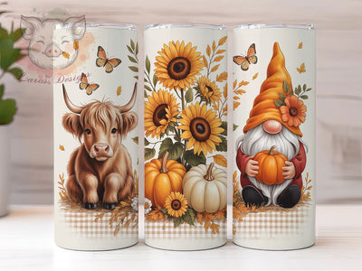 Autumn Gnome Cute Cow Fall Tumbler, Cow Tumbler Wrap, 20oz Sublimation, Fall Gnome Cup, Cute Cow Design, Autumn Drinkware, Farm Animal Tumbler Sublimation Lara' s Designs 