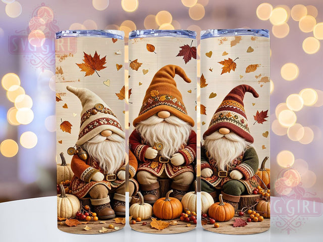 Autumn Gnome Folk Glow 20oz Tumbler, Gnome Motif, Folk Accent, Autumn Theme, Glow Art Design, Rustic Flair, Sublimation Wrap, 20oz Tumbler Sublimation SvggirlplusArt 