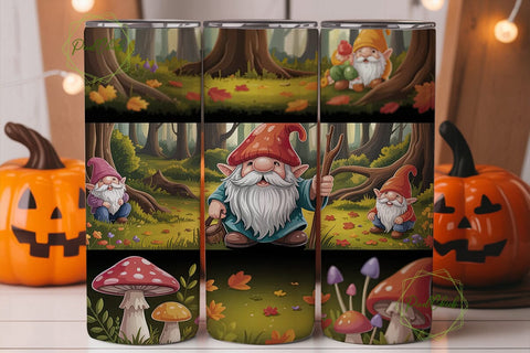 Autumn Gnome Forest 20oz Tumbler Wrap Sublimation PixelChick 