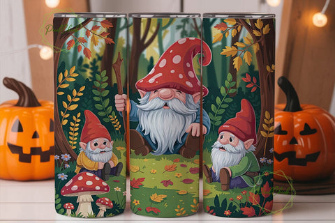 Autumn Gnome Forest 20oz Tumbler Wrap Sublimation PixelChick 
