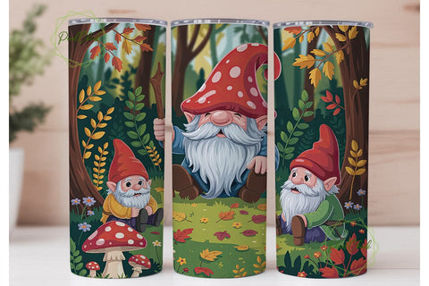 Autumn Gnome Forest 20oz Tumbler Wrap Sublimation PixelChick 