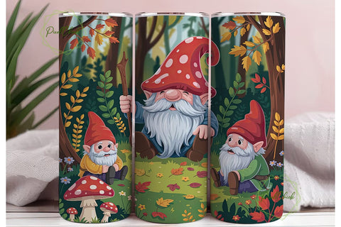 Autumn Gnome Forest 20oz Tumbler Wrap Sublimation PixelChick 