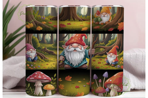Autumn Gnome Forest 20oz Tumbler Wrap Sublimation PixelChick 