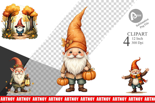 Autumn Gnome Friends Clipart Sublimation artnoy 