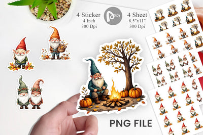 Autumn Gnome Friends Sticker Sublimation artnoy 