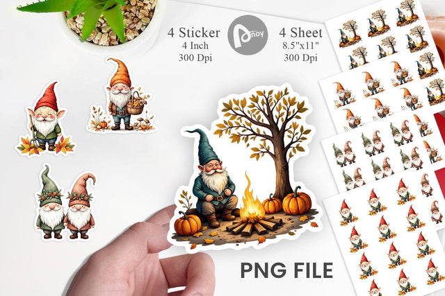 Autumn Gnome Friends Sticker Sublimation artnoy 