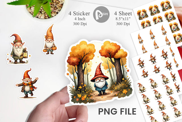 Autumn Gnome Friends Sticker Sublimation artnoy 