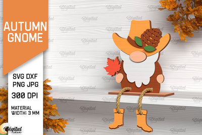 Autumn Gnome Laser Cut Design. Fall Gnome Shelf Sitter SVG SVG Evgenyia Guschina 
