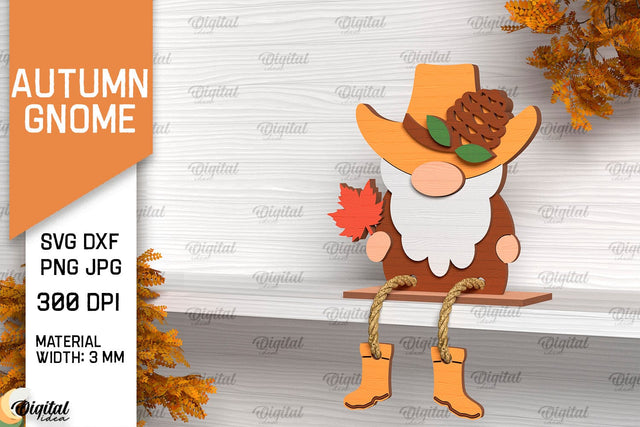 Autumn Gnome Laser Cut Design. Fall Gnome Shelf Sitter SVG SVG Evgenyia Guschina 