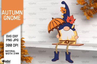 Autumn Gnome Laser Cut Design. Fall Gnome Shelf Sitter SVG SVG Evgenyia Guschina 
