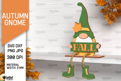 Autumn Gnome Laser Cut Design. Fall Gnome Shelf Sitter SVG SVG Evgenyia Guschina 
