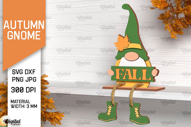 Autumn Gnome Laser Cut Design. Fall Gnome Shelf Sitter SVG SVG Evgenyia Guschina 