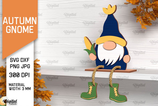 Autumn Gnome Laser Cut Design. Fall Gnome Shelf Sitter SVG SVG Evgenyia Guschina 