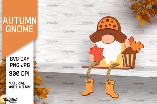 Autumn Gnome Laser Cut Design. Fall Gnome Shelf Sitter SVG SVG Evgenyia Guschina 