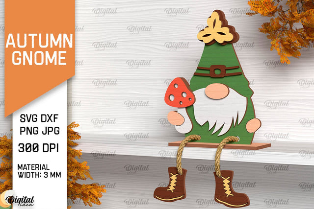 Autumn Gnome Laser Cut Design. Fall Gnome Shelf Sitter SVG SVG Evgenyia Guschina 