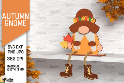 Autumn Gnome Laser Cut Design. Fall Gnome Shelf Sitter SVG SVG Evgenyia Guschina 