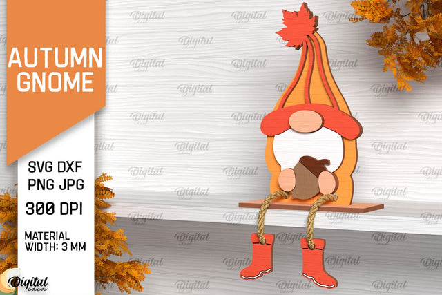 Autumn Gnome Laser Cut Design. Fall Gnome Shelf Sitter SVG SVG Evgenyia Guschina 