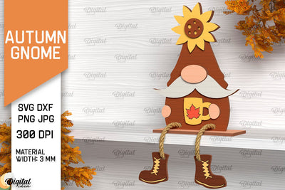 Autumn Gnome Laser Cut Design. Fall Gnome Shelf Sitter SVG SVG Evgenyia Guschina 