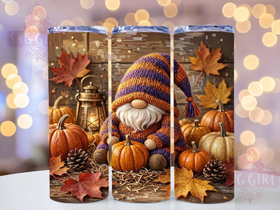 Autumn Gnome Pumpkin Glow 20oz Tumbler, Gnome Motif, Pumpkin Accent, Autumn Theme, Glow Art Design, Rustic Flair, Sublimation Wrap, 20oz Tumbler Sublimation SvggirlplusArt 
