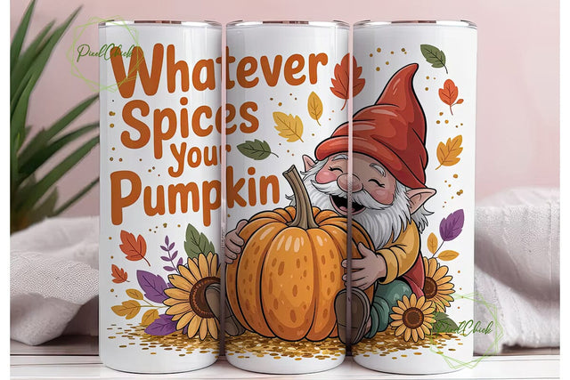 Autumn Gnome Pumpkin Spice 20oz Tumbler Sublimation PixelChick 