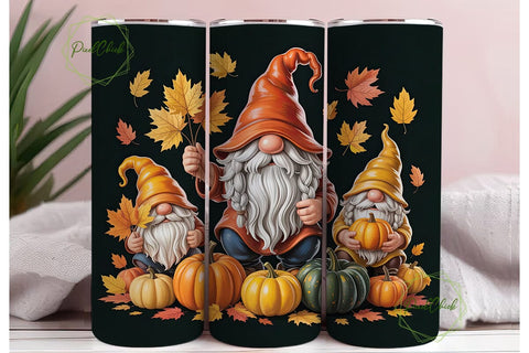 Autumn Gnome Pumpkins 20oz Tumbler Wrap Sublimation PixelChick 