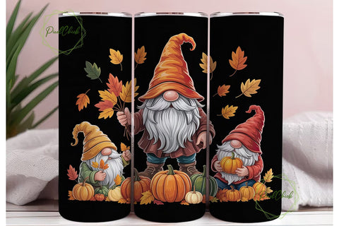 Autumn Gnome Pumpkins 20oz Tumbler Wrap Sublimation PixelChick 