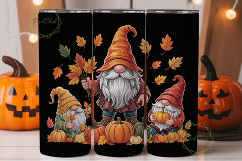 Autumn Gnome Pumpkins 20oz Tumbler Wrap Sublimation PixelChick 