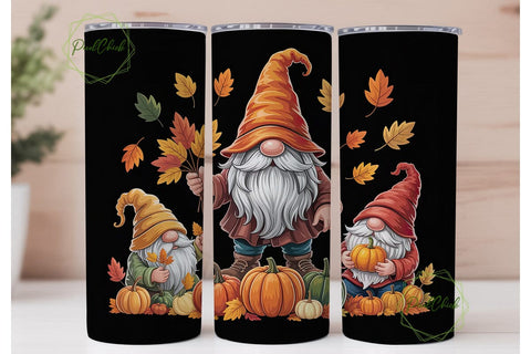 Autumn Gnome Pumpkins 20oz Tumbler Wrap Sublimation PixelChick 