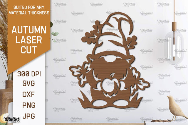 Autumn Gnome Wall Decor Laser Cut. Fall Wall Art SVG Design SVG Evgenyia Guschina 