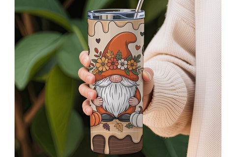 Autumn Gnomes 20oz Tumbler Wrap Sublimation DesignSVG 