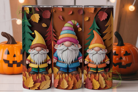 Autumn Gnomes 20oz Tumbler Wrap Sublimation PixelChick 