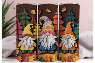 Autumn Gnomes 20oz Tumbler Wrap Sublimation PixelChick 