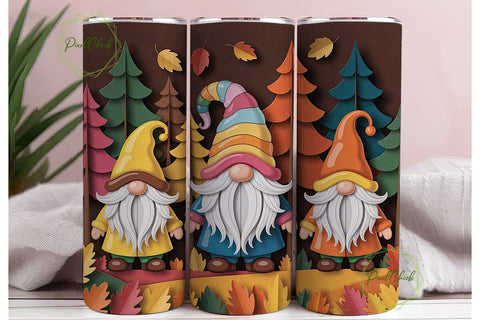 Autumn Gnomes 20oz Tumbler Wrap Sublimation PixelChick 