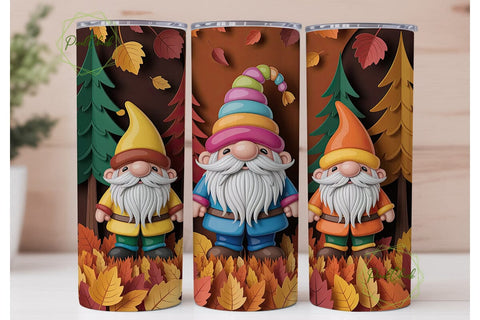 Autumn Gnomes 20oz Tumbler Wrap Sublimation PixelChick 