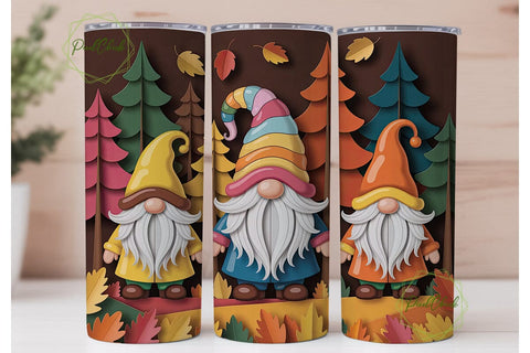 Autumn Gnomes 20oz Tumbler Wrap Sublimation PixelChick 