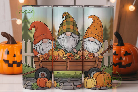 Autumn Gnomes 20oz Tumbler Wrap Sublimation PixelChick 